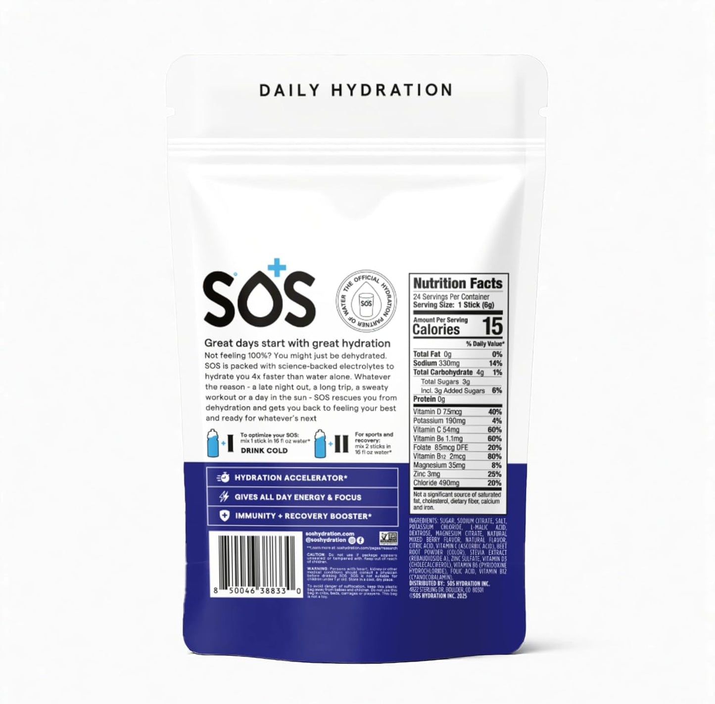 SOS Electrolyte Packet Bundle - Mixed Berry 24-ct