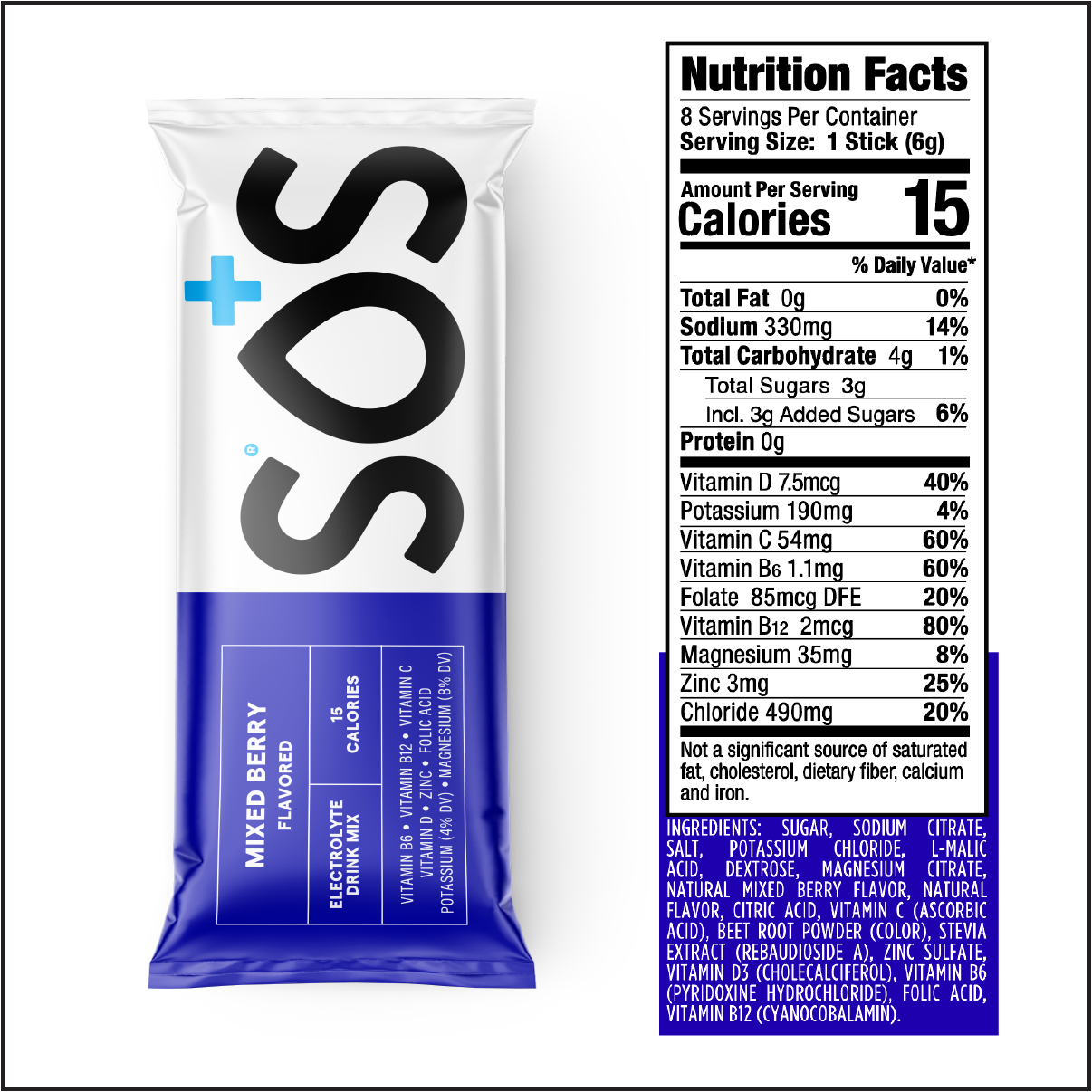 SOS Electrolyte Packets - Mixed Berry 8ct