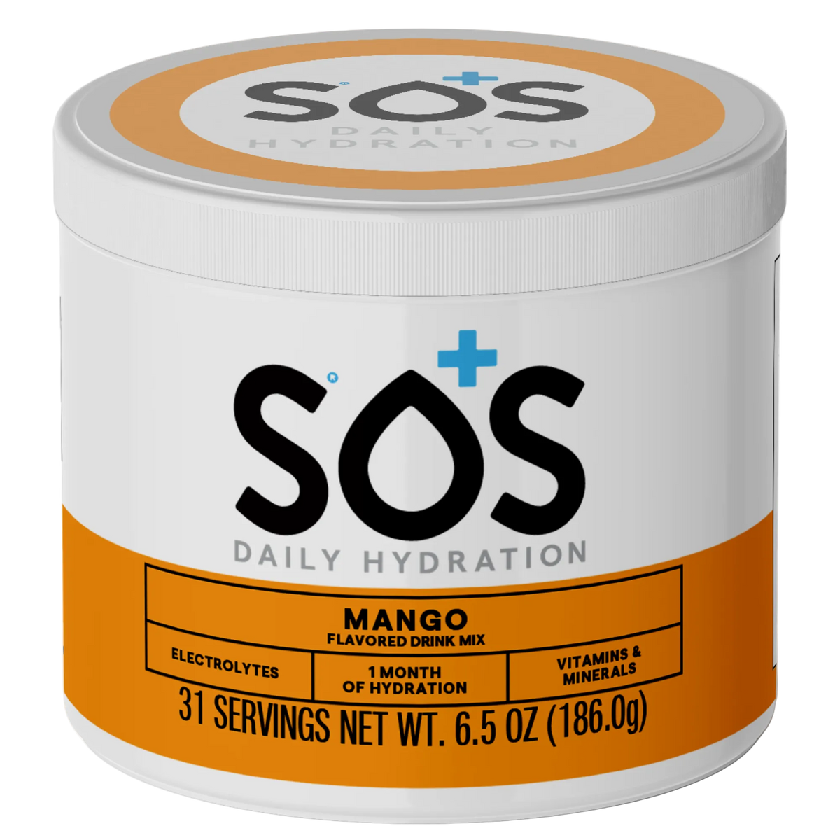 SOS Daily –  Electrolyte Powder – Mango Flavor, 31 Serving Tub