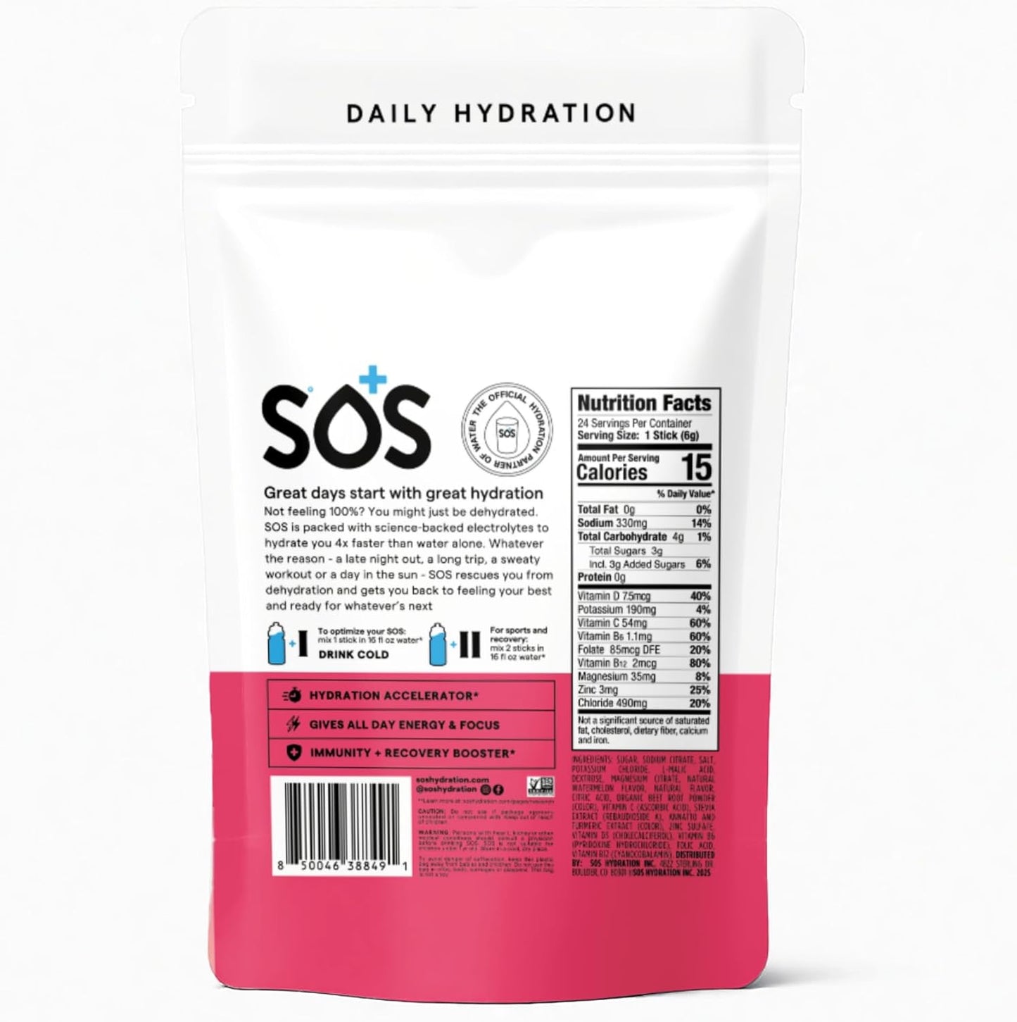 SOS Electrolyte Packet Bundle - Watermelon 24-ct