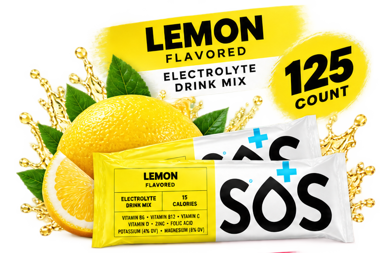 SOS Daily Electrolyte Stick Packet Lemon -125 sticks bulk pack
