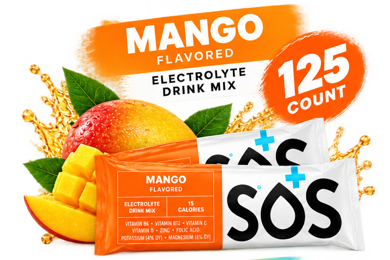 SOS Daily Electrolyte Stick Packet Mango -125 sticks bulk pack