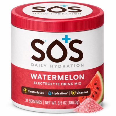 SOS Daily – Electrolyte Powder – Watermelon Flavor, 31 Serving Tub