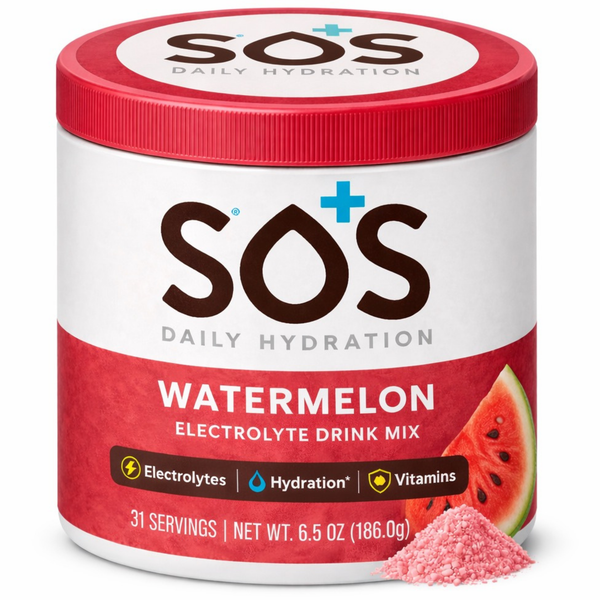 SOS Daily – Electrolyte Powder – Watermelon Flavor, 31 Serving Tub