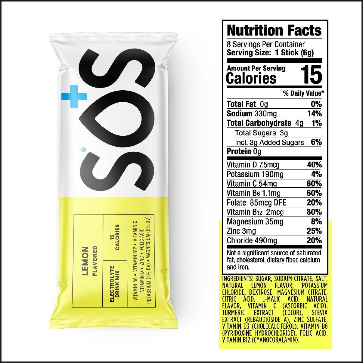 SOS  Electrolyte Packets - Lemon 8ct Box
